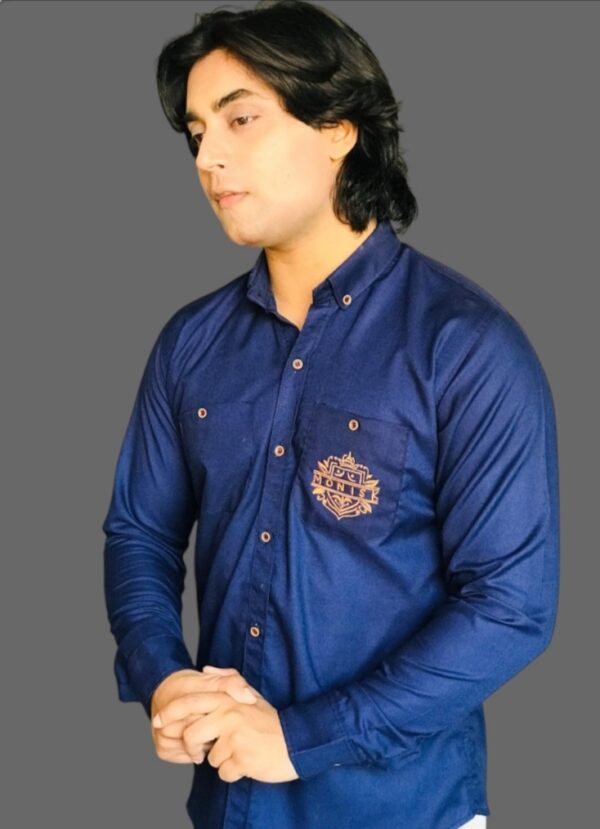 Blue Shirt with Embroided Logo