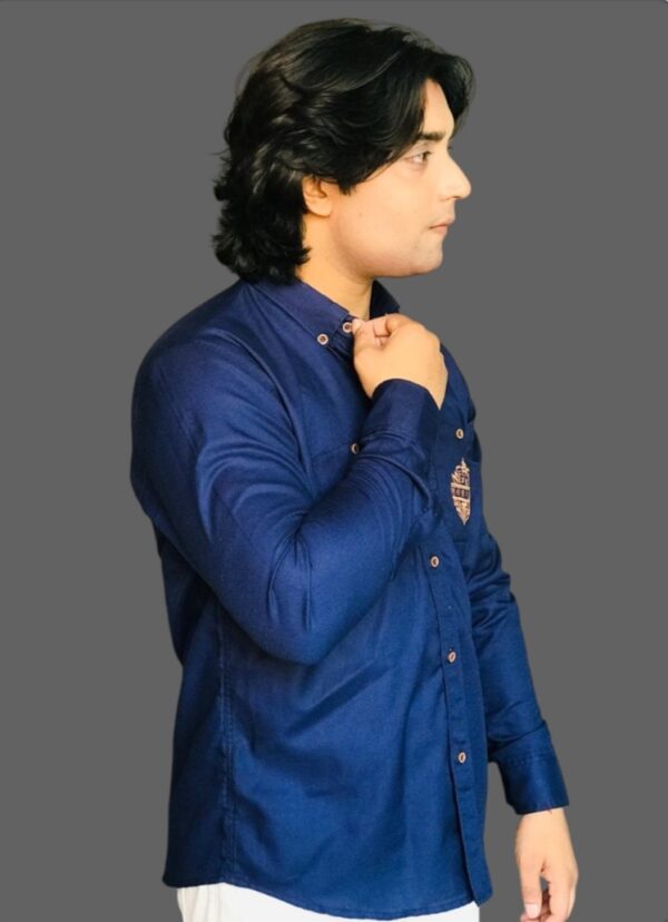 Blue Shirt with Embroided Logo - Image 2