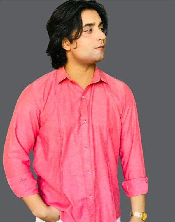 Casual Pleated Pink Shirt - Image 2