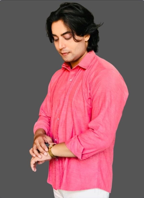 Casual Pleated Pink Shirt