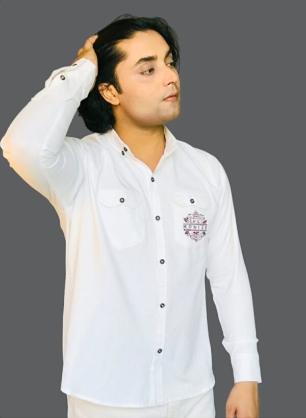 White Shirt with Embroided Logo - Image 2