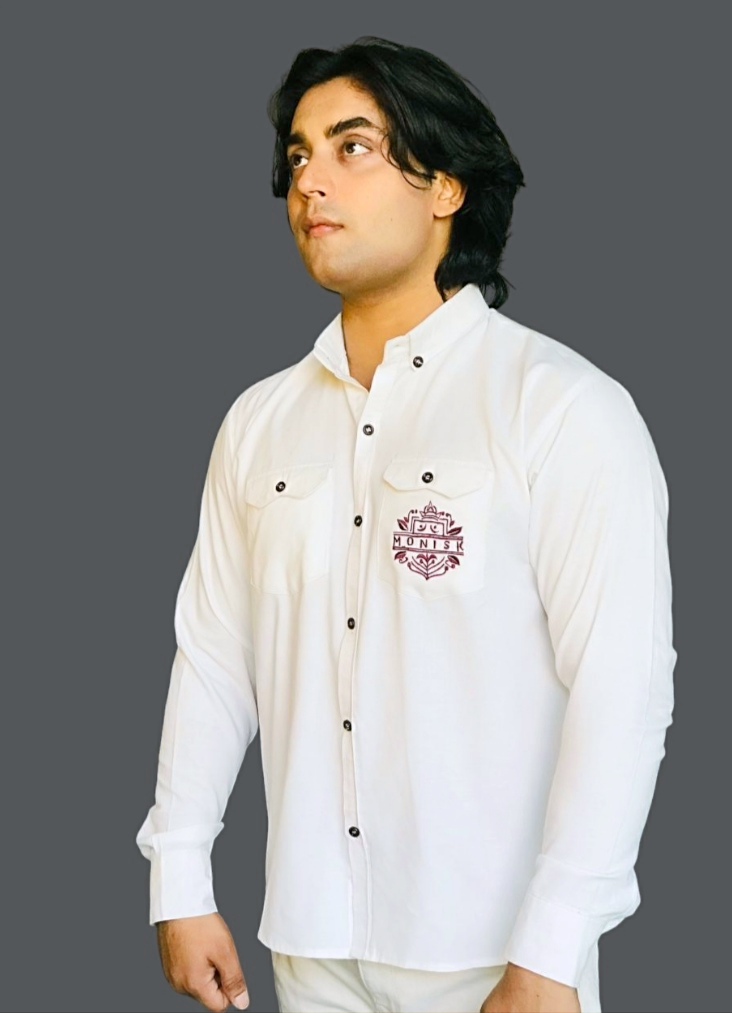 White Shirt with Embroided Logo