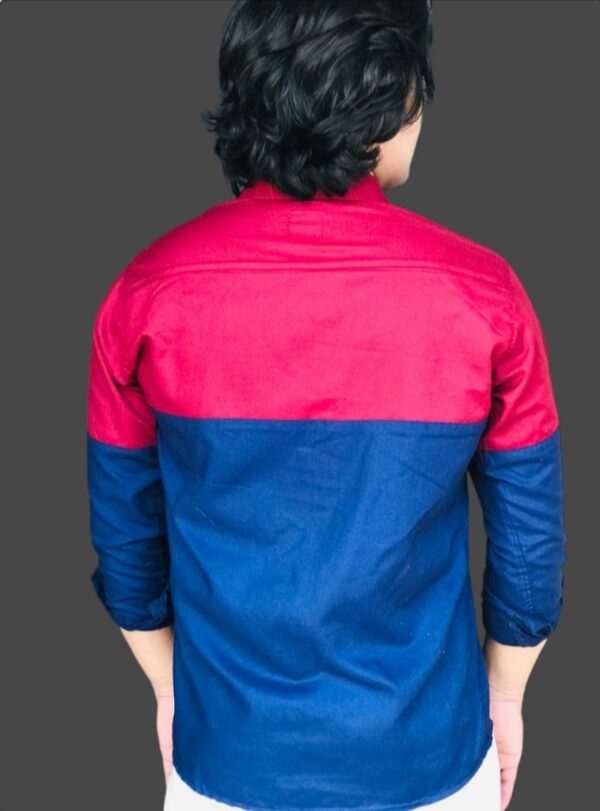 Navy Blue & Maroon Casual Shirt - Image 3