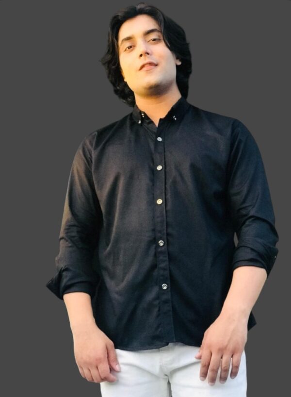 Casual Plain Black Shirt - Image 4